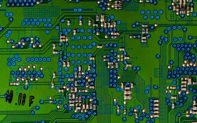 Detailed view of a circuit board highlighting electronic components.